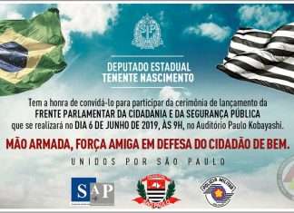 sindppesp participa amanhã do lançamento da Frente Parlamentar da Cidadania e da Segurança Pública