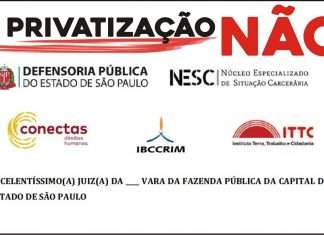 Ação civil pública pede suspensão do edital de privatização do sistema penitenciário de São Paulo