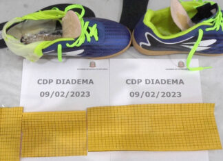 Chuteira enviada pela mãe de preso do CDP de Diadema escondia mais de mil fragmentos de droga sintética